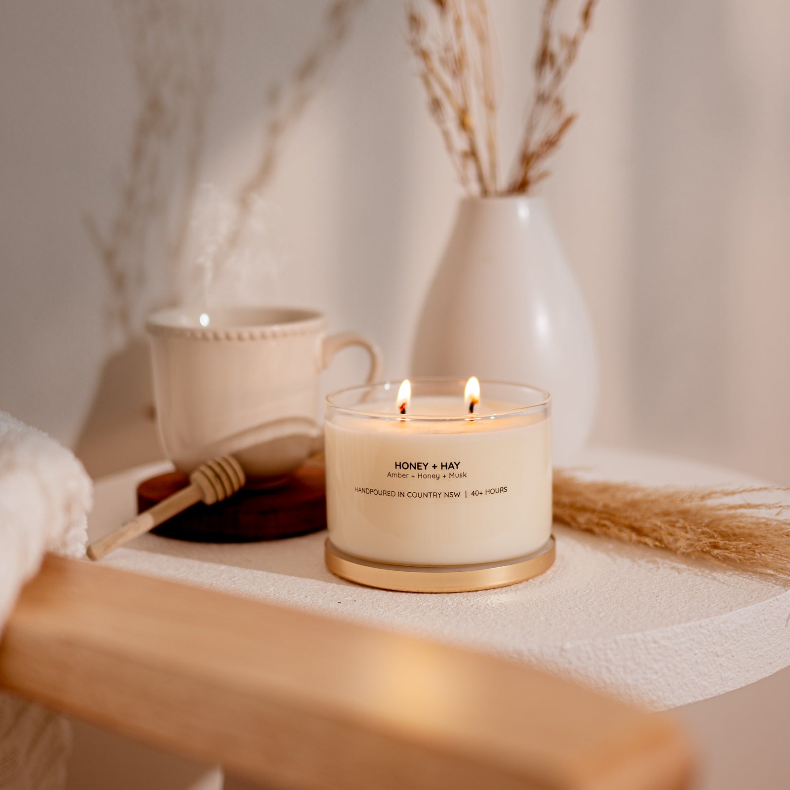 Honey + Hay Gold Lid Soy Candle