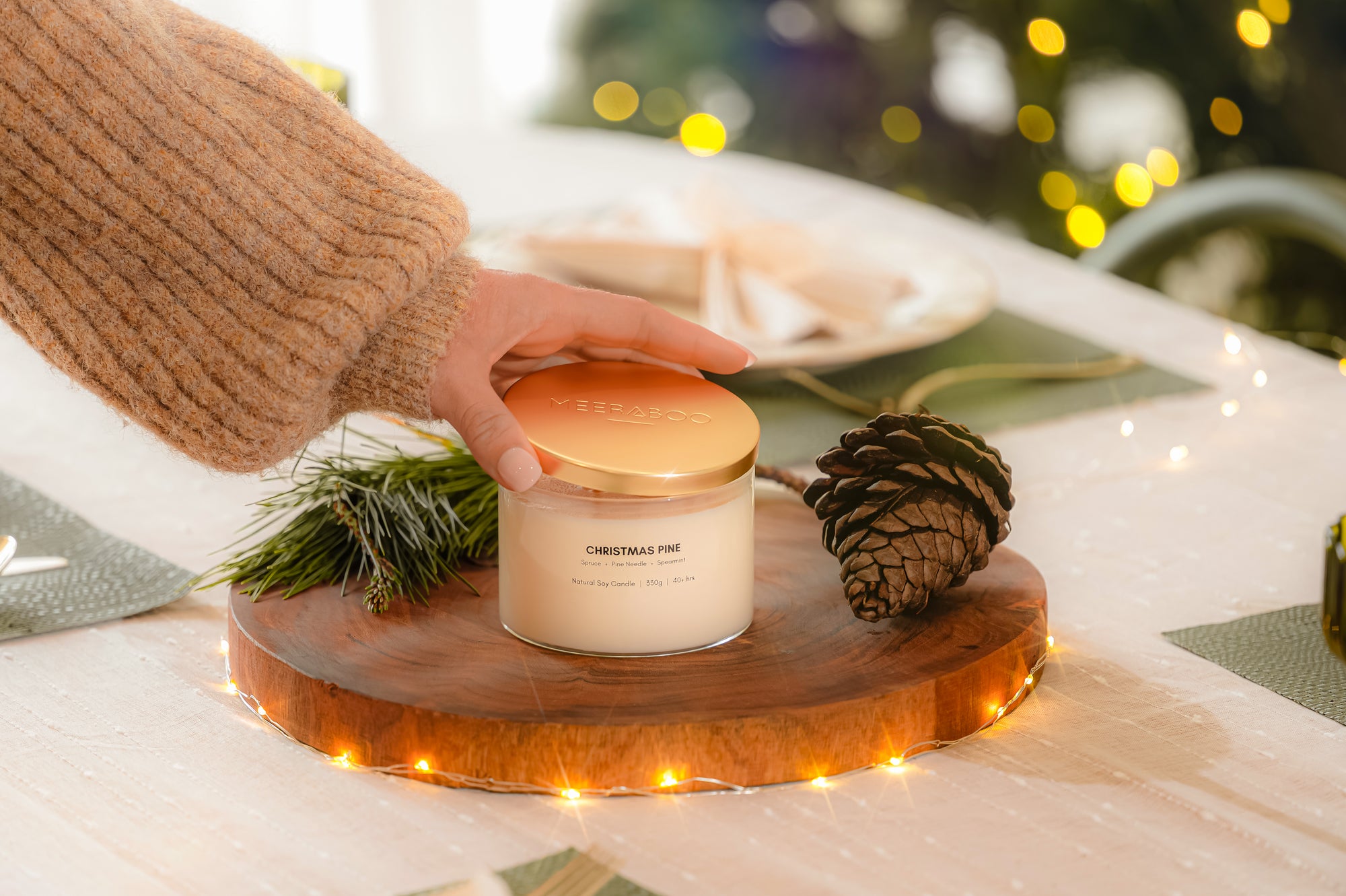 Christmas Pine Gold Lid Soy Candle