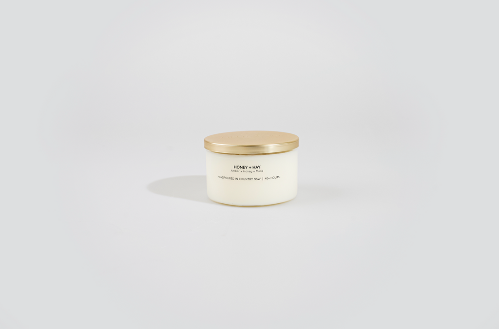 Honey + Hay Gold Lid Soy Candle | Wholesale