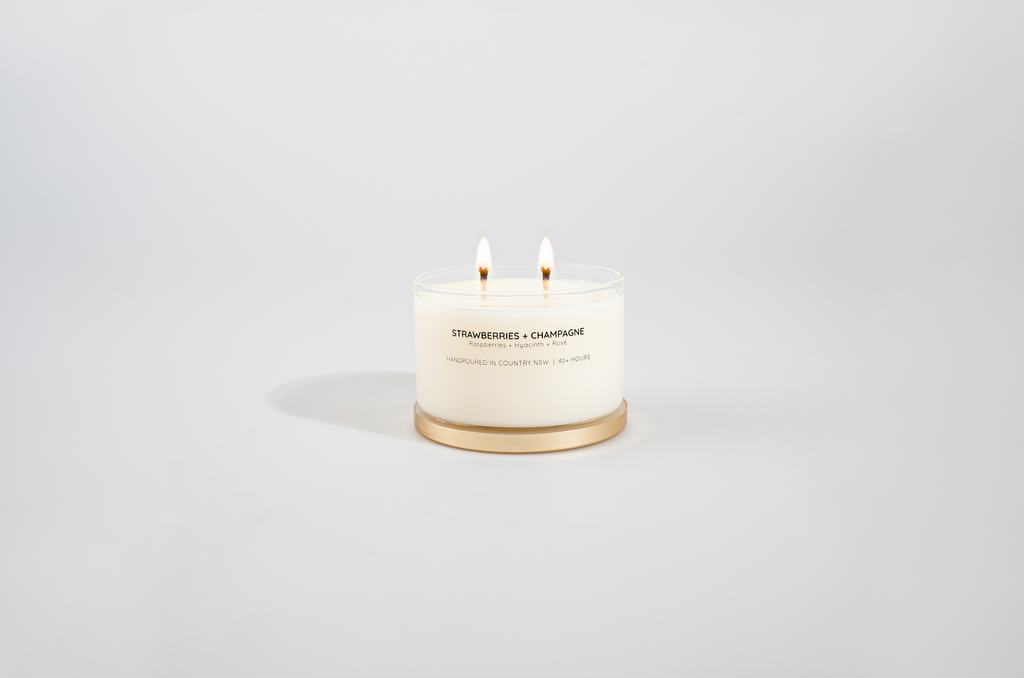 Strawberries + Champagne Gold Lid Soy Candle
