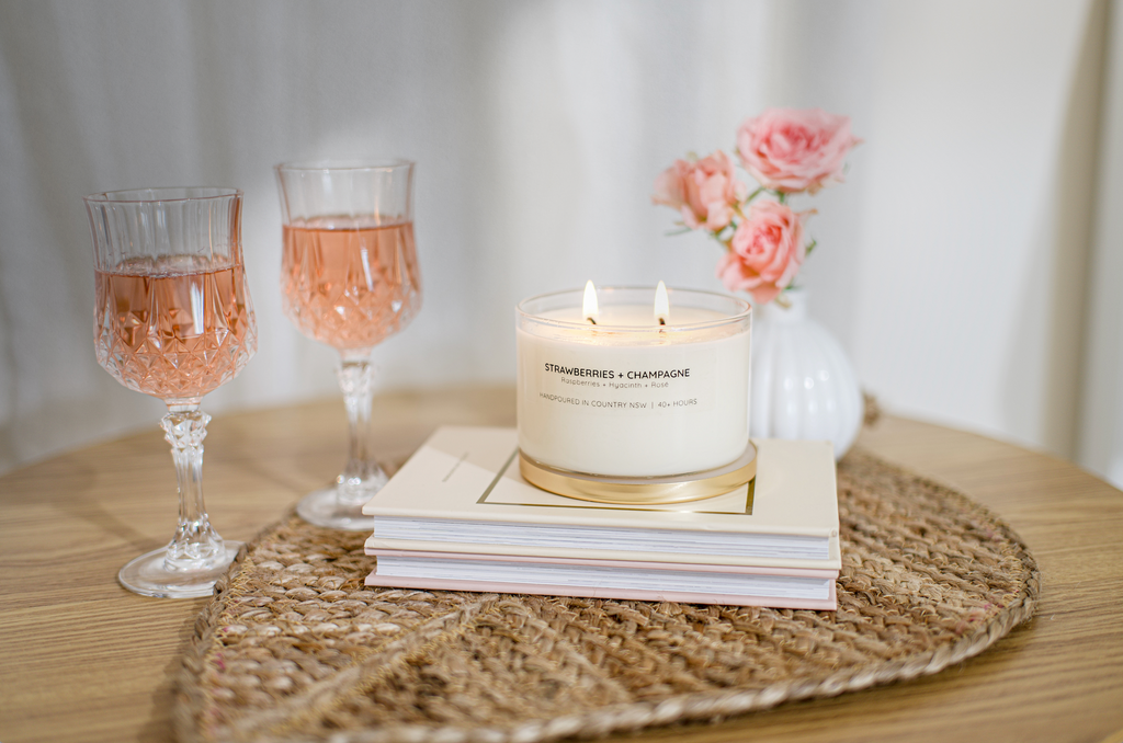 Strawberries + Champagne Gold Lid Soy Candle