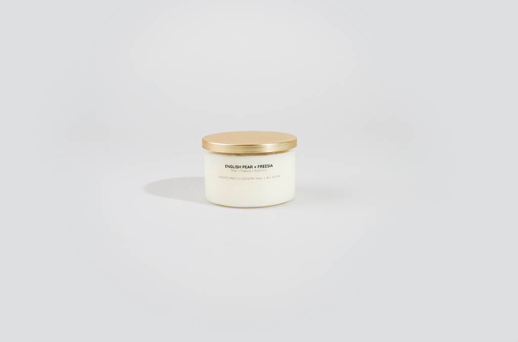 English Pear + Freesia Gold Lid Soy Candle | Wholesale