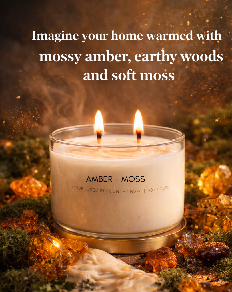 Amber + Moss Gold Lid Soy Candle
