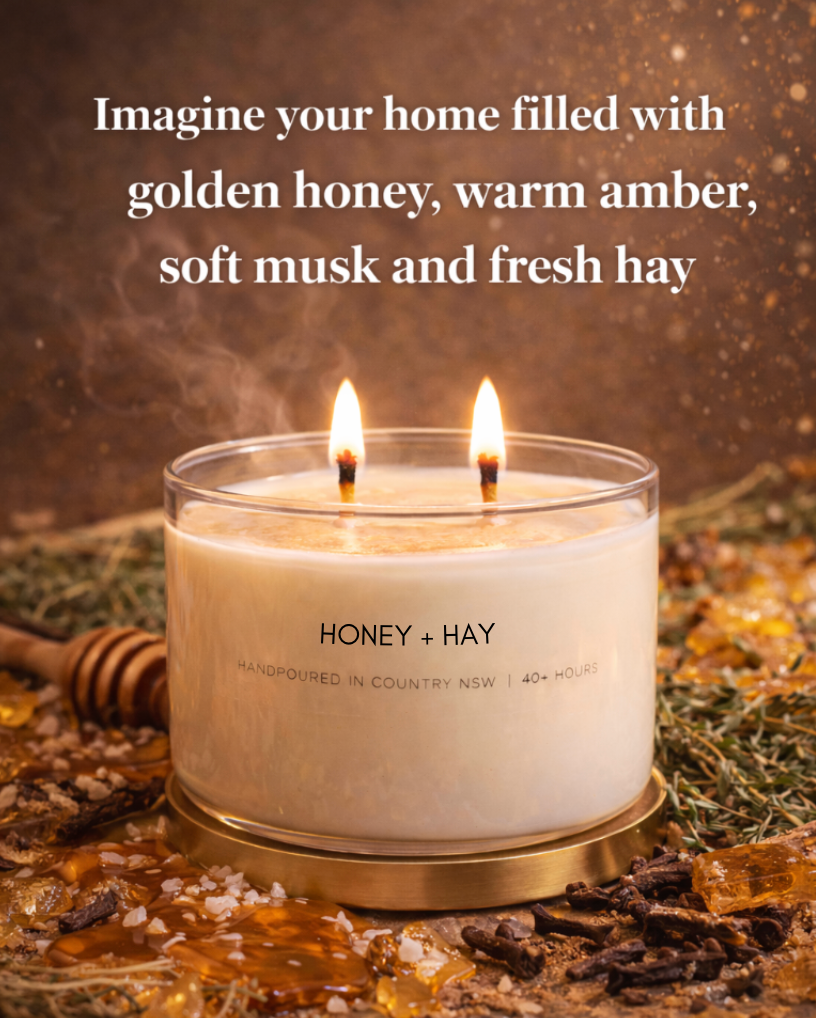 Honey + Hay Gold Lid Soy Candle
